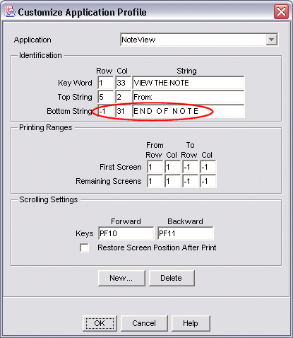 Application profile with Bottom String